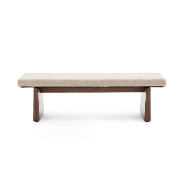 Beżowo-ciemnonaturalna ławka z tkaniny szenilowej Topaz – Kave Home