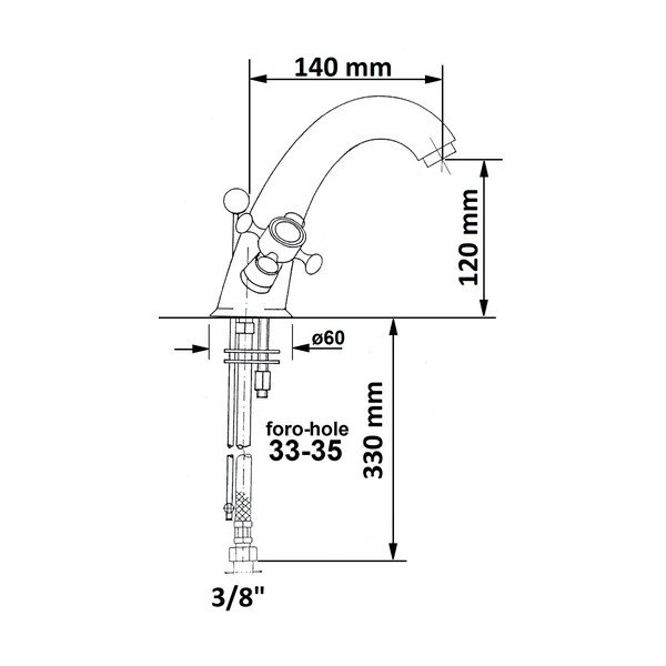 Bateria umywalkowa stojąca w kolorze złota Antea – Sapho-image-1