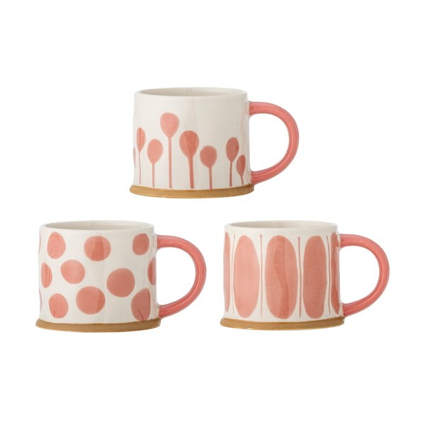 Łososiowo-kremowe kamionkowe kubki zestaw 3 szt. 450 ml Linora – Bloomingville