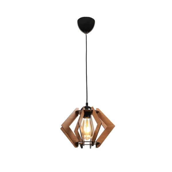 Czarna lampa sufitowa z drewnianym kloszem – Squid Lighting