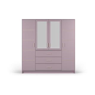 Różowa szafa z lustrem 196x200 cm Burren – Cosmopolitan Design