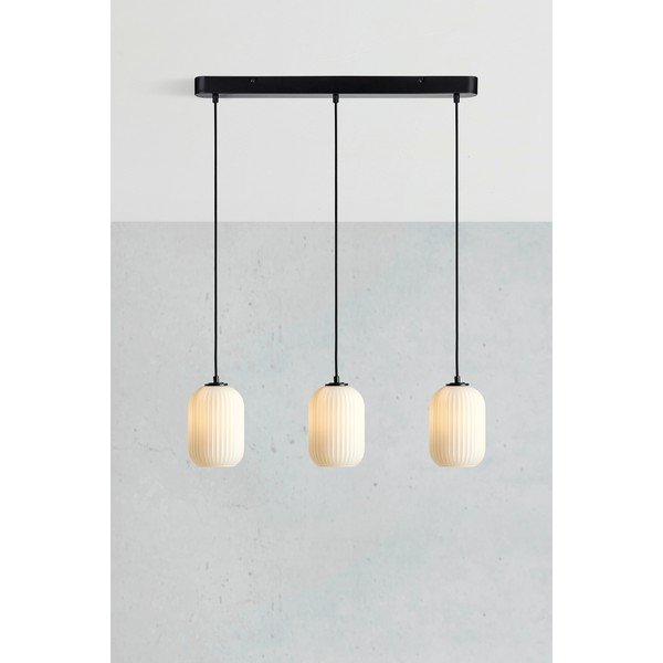 Czarno-biała lampa wisząca ze szklanym kloszem 14x72 cm Cava – Markslöjd-image-2