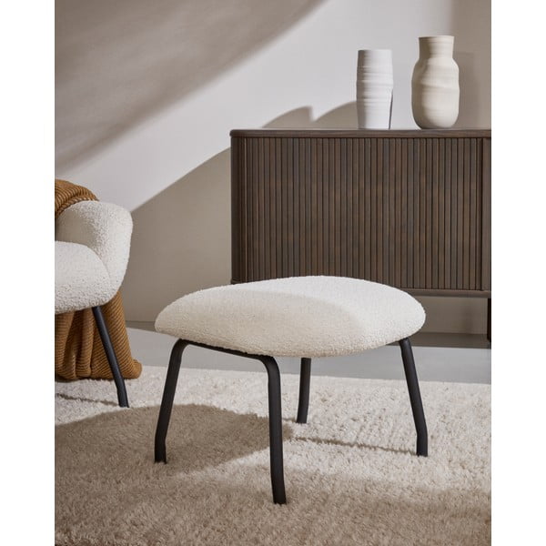 Kremowy puf z materiału bouclé Belina – Kave Home-image-4