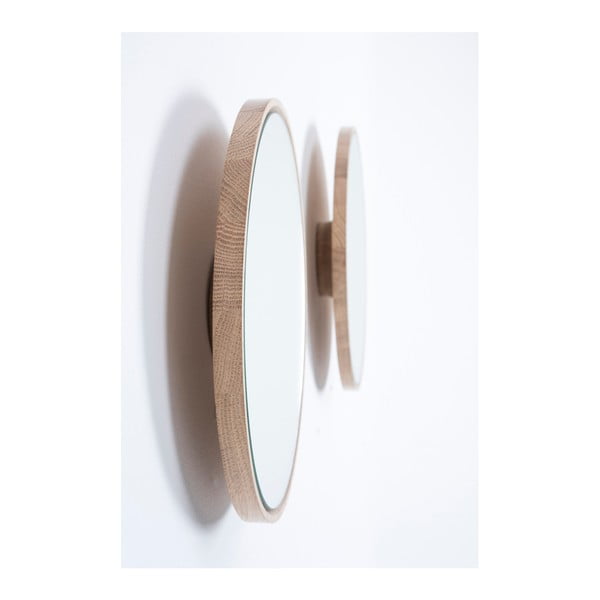 Lustro ścienne z ramą z litego drewna dębowego Gazzda Look, ⌀ 32 cm-image-3