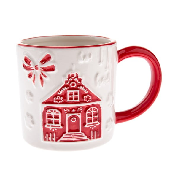 Biały ceramiczny kubek ze świątecznym motywem Christmas cottage – Dakls
