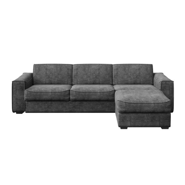 Grafitowa sofa rozkładana z wielofunkcyjnym szezlongiem MESONICA Munro, dł. 308 cm