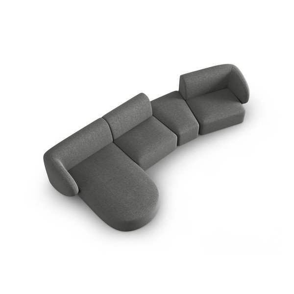 Szary narożnik z tkaniny szenilowej (lewostronny/z szezlongiem) Paolo – Milo Casa-image-1