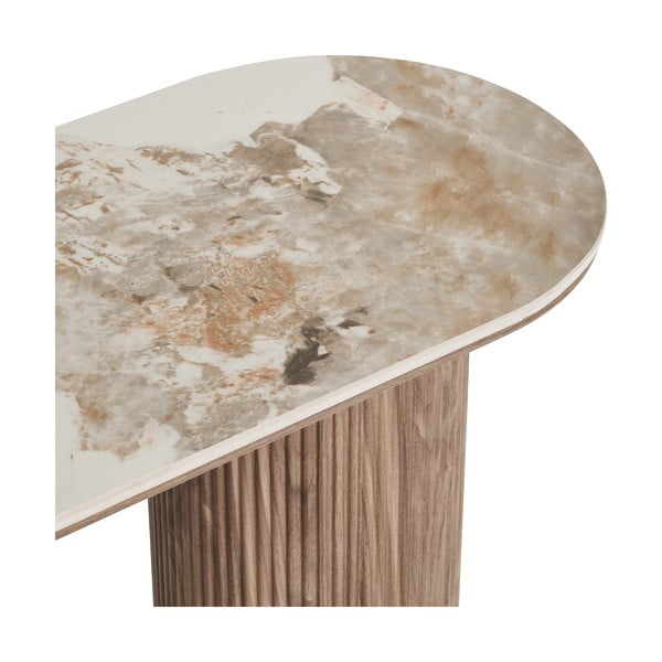 Beżowa/w naturalnym kolorze konsola z blatem w dekorze marmuru 40x120 cm Athens – House Nordic-image-3