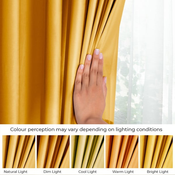 Żółta aksamitna zasłona częściowo zaciemniająca (dimout) 140x245 cm Eyelets – Restilo-image-4