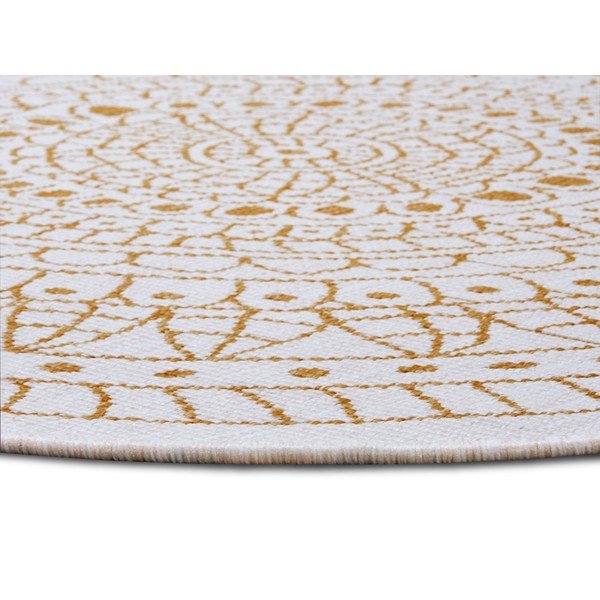 Żółto-biały okrągły dywan odpowiedni na zewnątrz ø 140 cm Porto – NORTHRUGS-image-3