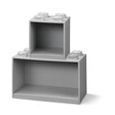 Zestaw 2 dziecięcych szarych półek ściennych LEGO® Brick
