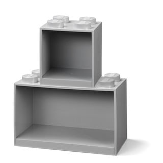 Zestaw 2 dziecięcych szarych półek ściennych LEGO® Brick