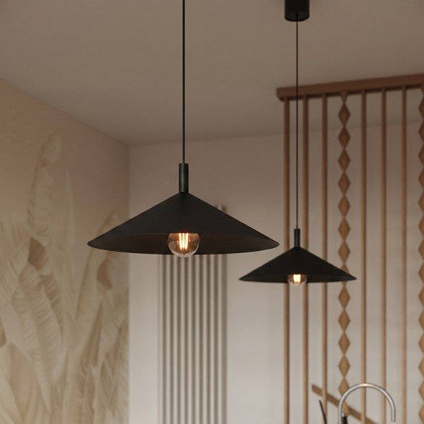 Czarna stalowa lampa wisząca ø 40 cm Zylo – Sollux-image-1