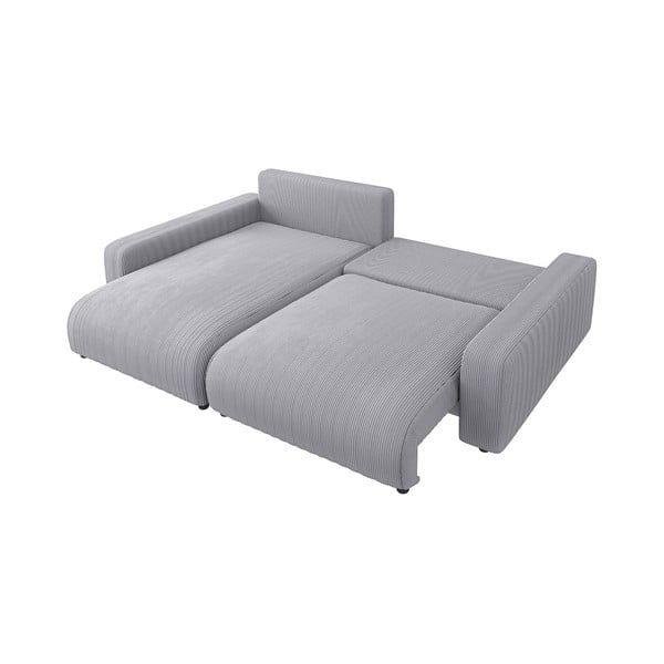 Jasnoszary sztruksowy rozkładany narożnik (strona zmienna) Sara – Ropez-image-4