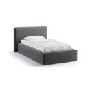 Szare tapicerowane łóżko jednoosobowe ze schowkiem i stelażem 90x200 cm Jodie – Micadoni 