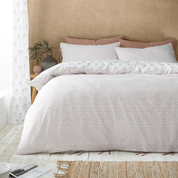 Biała pościel dwuosobowa 200x200 cm Woodblock Floral – Pineapple Elephant-image-2