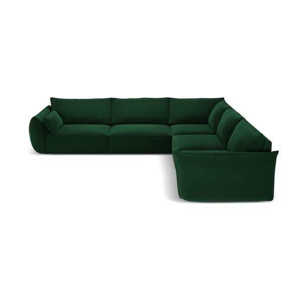 Ciemnozielony aksamitny narożnik Vanda – Mazzini Sofas