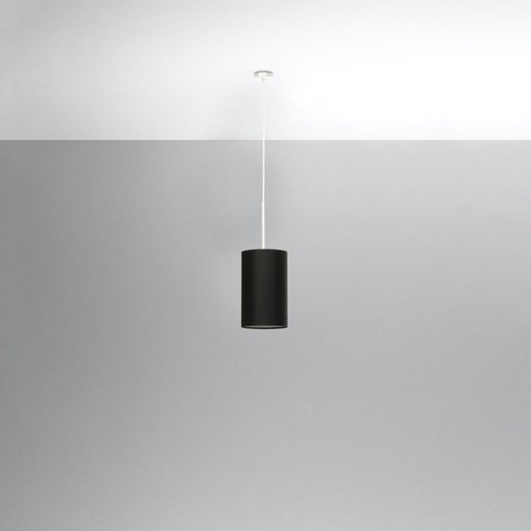 Czarna lampa wisząca z tekstylnym kloszem ø 15 cm Volta – Sollux-image-2