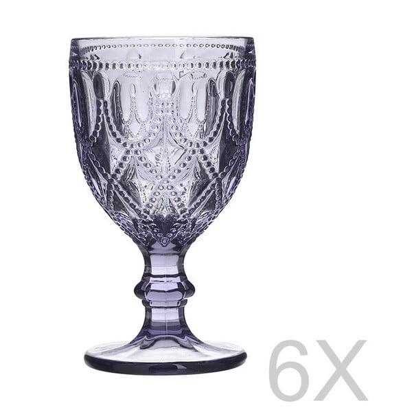 Zestaw 6 fioletowych przezroczystych szklanek InArt Glamour Beverage Foot, wys. 16 cm