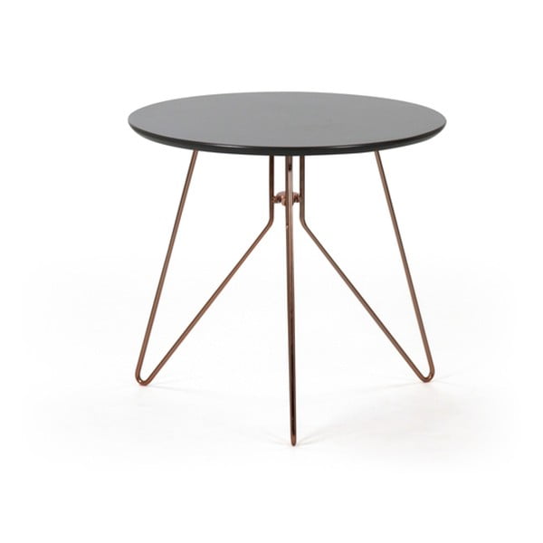 Stalowy stolik z miedzianymi nogami PLM Barcelona Alegro, ⌀ 48 cm