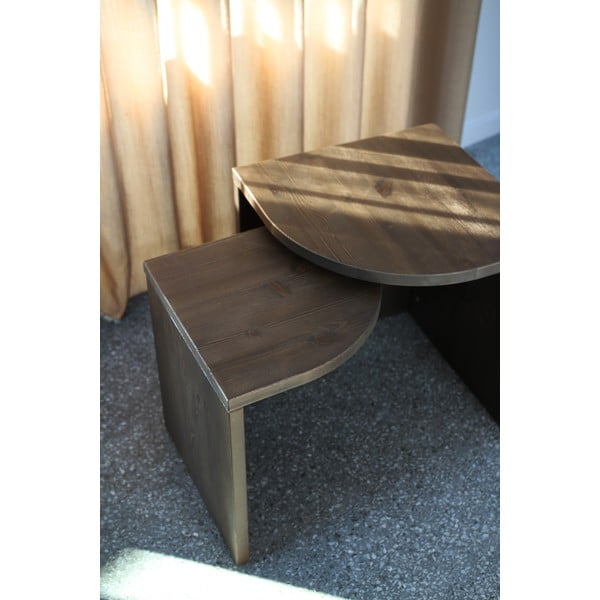 Ciemnobrązowe stoliki zestaw z litego drewna sosnowego 2 szt. Combine – Karup Design-image-4