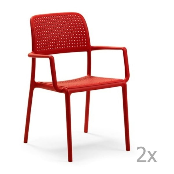Zestaw 2 czerwonych krzeseł ogrodowych Nardi Bora