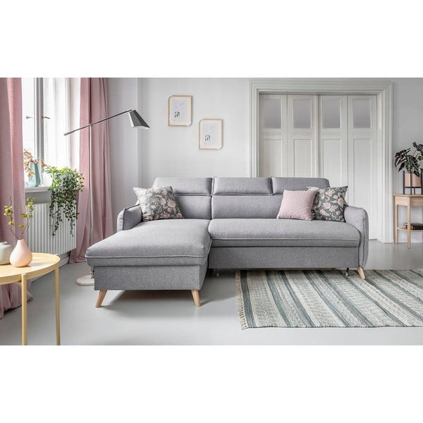 Jasnoszary rozkładany narożnik (lewostronny) Sweet Harmony – Miuform-image-1