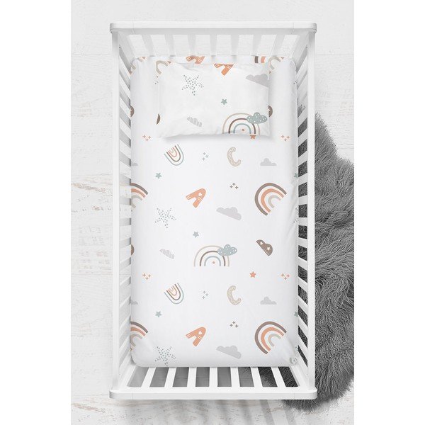 Białe prześcieradło dziecięce do łóżeczka z bawełny renforcé 100x150 cm Abc – Mijolnir-image-1