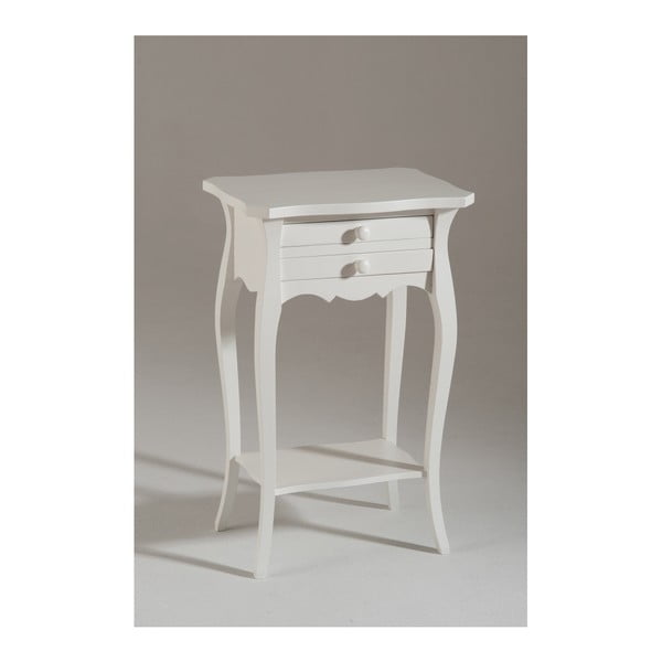 Biały stolik drewniany z 2 szufladami Castagnetti Corinne