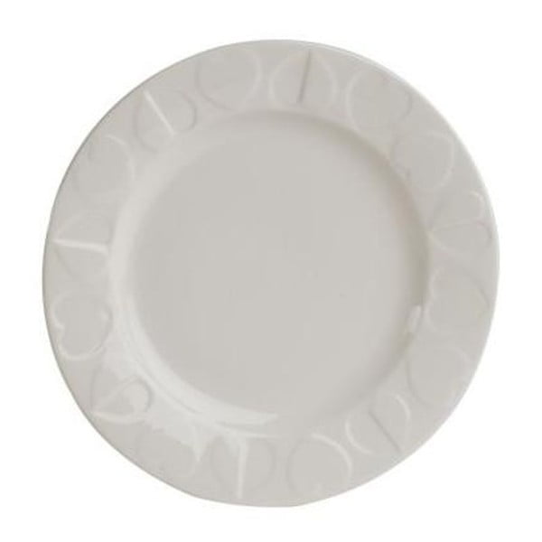 Biały talerz ceramiczny Navigate Embossed