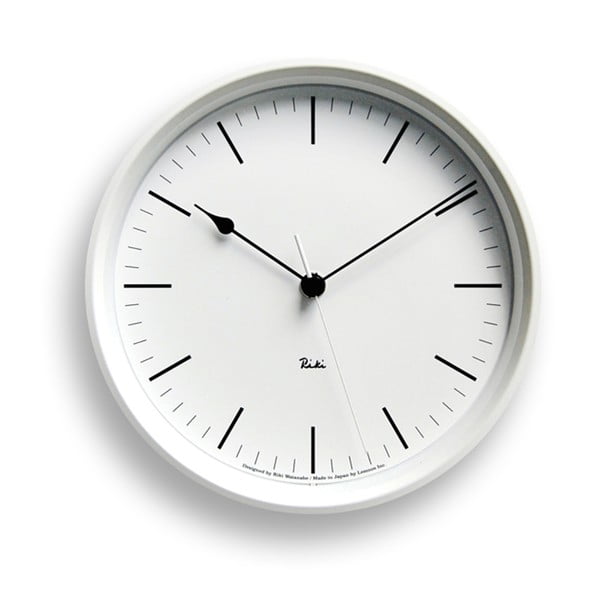 Biały zegar Lemnos Clock Riki-Riki, ⌀ 20,4 cm