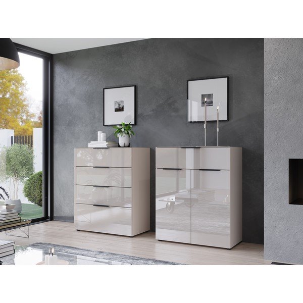 Kremowa wysoka komoda 83x102 cm Oakland – Germania-image-1