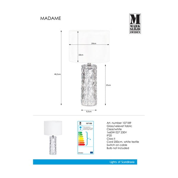 Biała lampa stołowa Markslöjd Madame-image-2