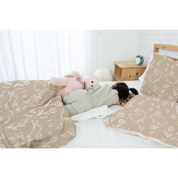 Pościel dziecięca jednoosobowa z satyny bawełnianej 135x200 cm Sweet Bunnies – Butter Kings-image-1