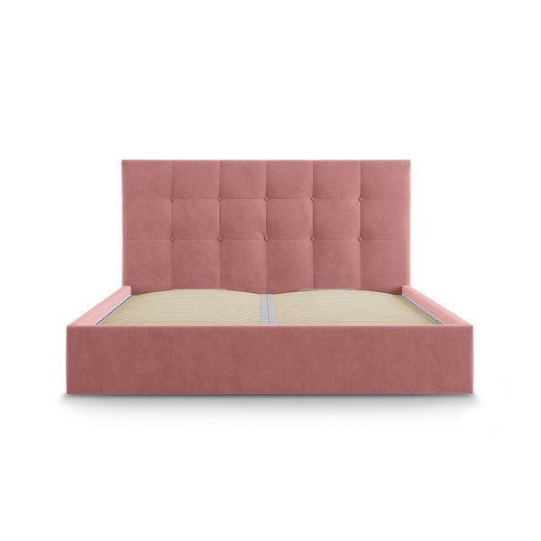 Różowe łóżko dwuosobowe Mazzini Beds Nerin, 140x200 cm-image-2