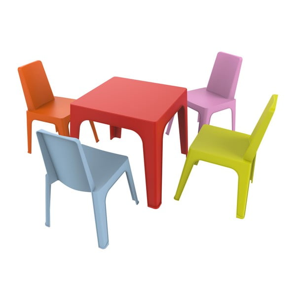 Dziecięcy komplet ogrodowy 1 czerwonego stolika i 4 krzesełek Resol Julieta