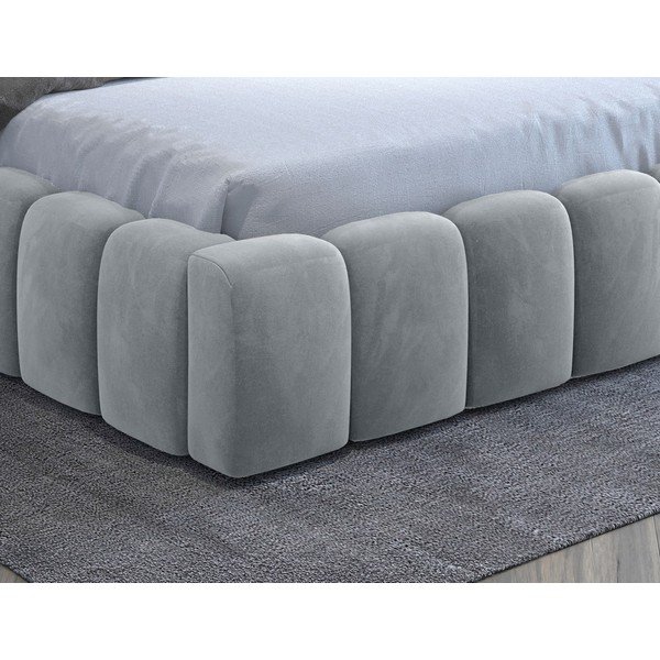 Jasnoszare tapicerowane łóżko dwuosobowe ze schowkiem ze stelażem 180x200 cm Lamica – ELTAP-image-4