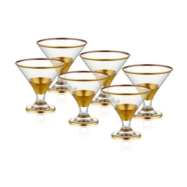 Zestaw 6 pucharków szklanych w złotym dekorze The Mia Glam
