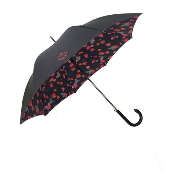 Czarny parasol z różowymi detalami Ambiance Enamorado, ⌀ 104 cm