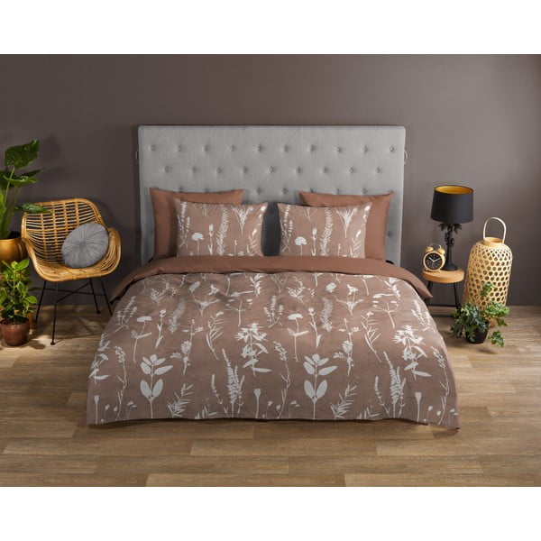 Brązowa bawełniana pościel jednoosobowa 140x220 cm Rav – Good Morning-image-1