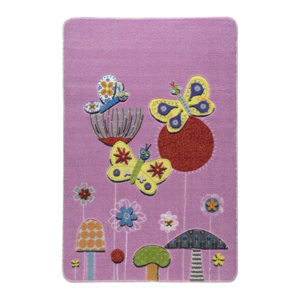 Różowy dywan dziecięcy Confetti Butterfly Efect, 133x190 cm