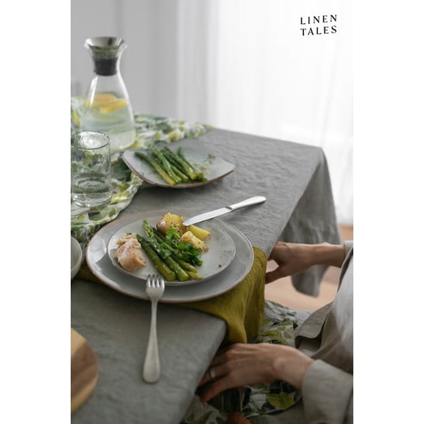 Lniany obrus 140x140 cm Khaki – Linen Tales-image-1