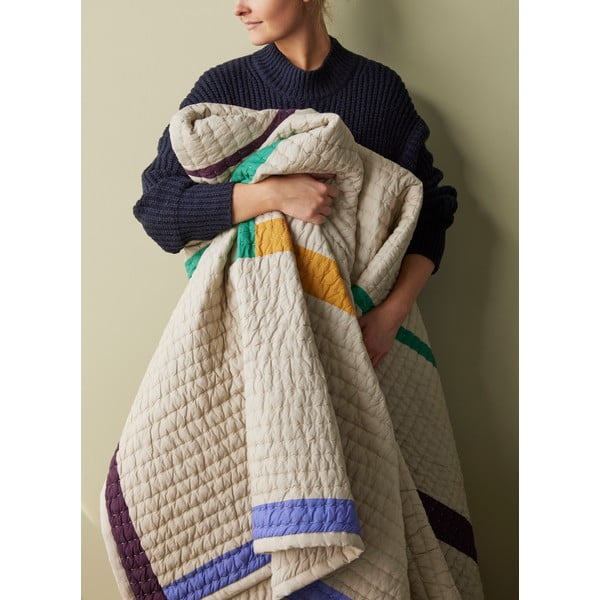 Beżowa bawełniana narzuta na łóżko dwuosobowe 260x260 cm Twist – Hübsch-image-3