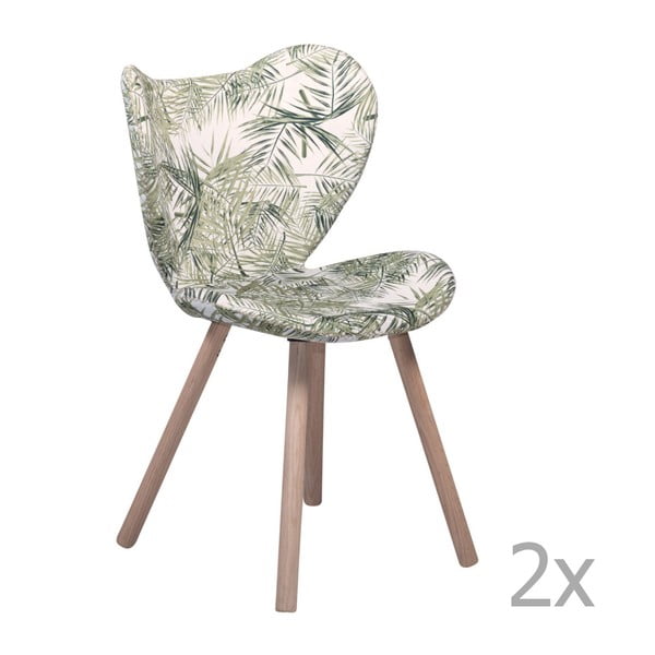 Zestaw 2 wzorzystych krzeseł z drewnianymi nogami DAN– FORM Butterfly