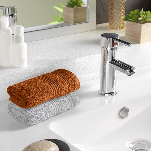 Bawełniany ręcznik frotte w kolorze terakoty 30x50 cm Tendresse – douceur d'intérieur-image-1