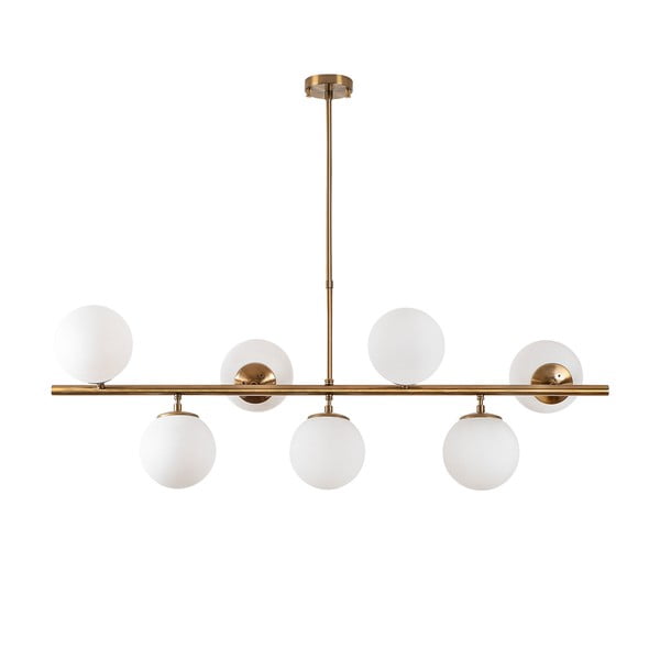 Biała/w kolorze mosiądzu lampa wisząca ze szklanym kloszem Fazli – Opviq lights