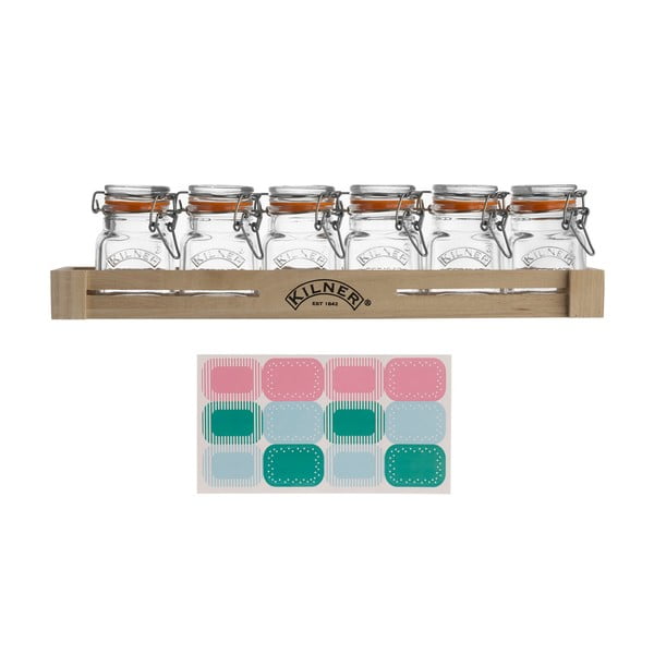 Zestaw 6 pojemników na przyprawy na półce Kilner Herbs&Spices