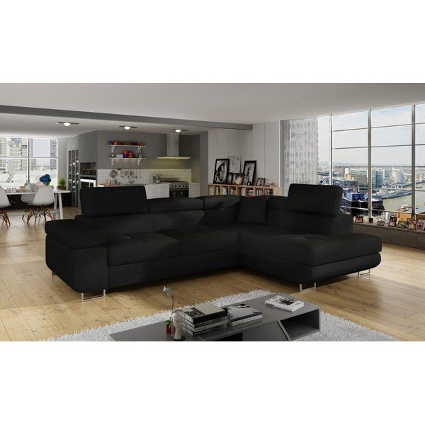 Czarny rozkładany/ze schowkiem narożnik (prawostronny/w kształcie litery L) Anton – ELTAP-image-3