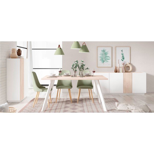 Biała/naturalna komoda w dekorze dębu 180x78 cm Udine – Marckeric-image-1