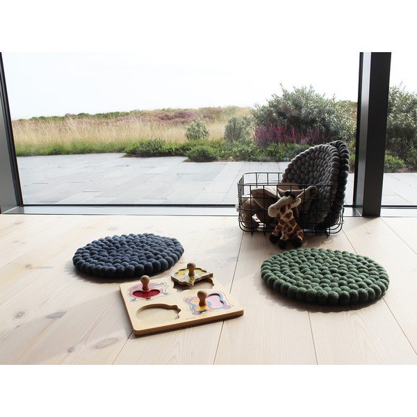 Ciemnoniebieska dziecięca kulkowa poduszka na krzesło z wełny Wooldot Ball Chair Pad, ⌀ 30 cm-image-4